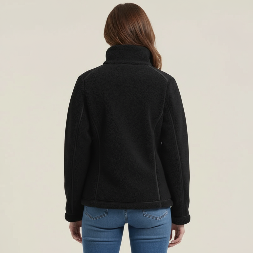Blackridge Core – Black Fleece Jacket with High Neck and Graphic Patch