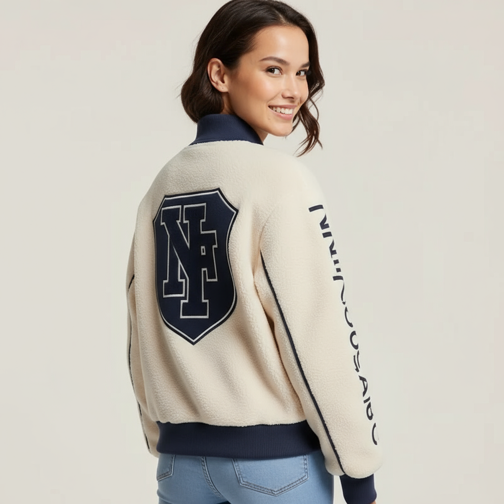 Varsity Fleece Bomber Jacket: Sporty Comfort and College Style