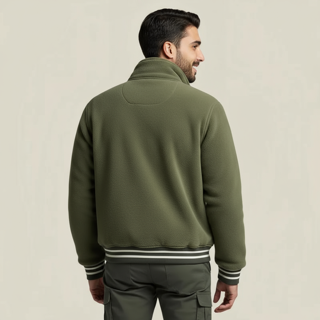 Field Utility Fleece – Giacca in Pile Verde Oliva con Tasche Multiple e Dettagli Sportivi