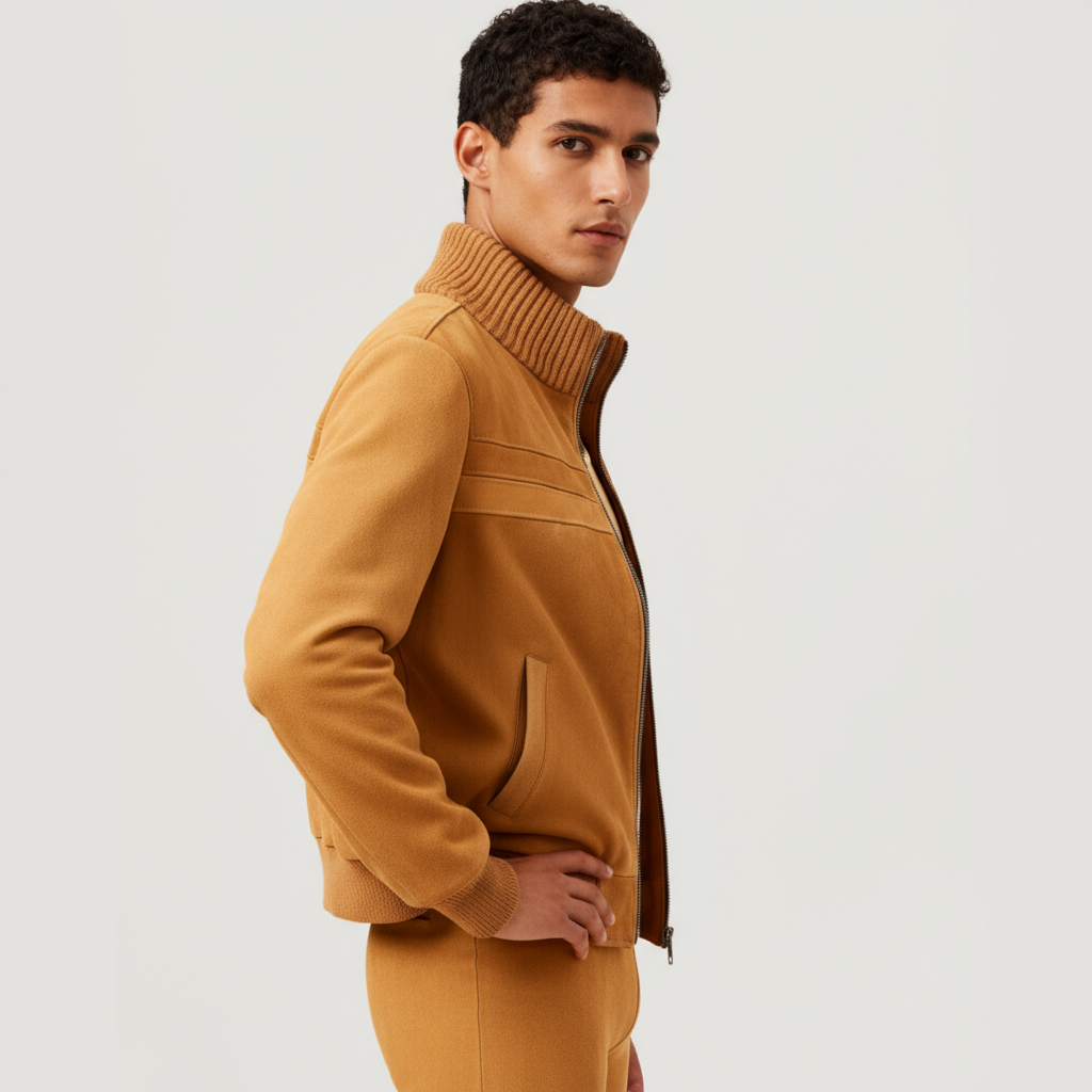 Giacca Bomber in Suede di Alta Qualità