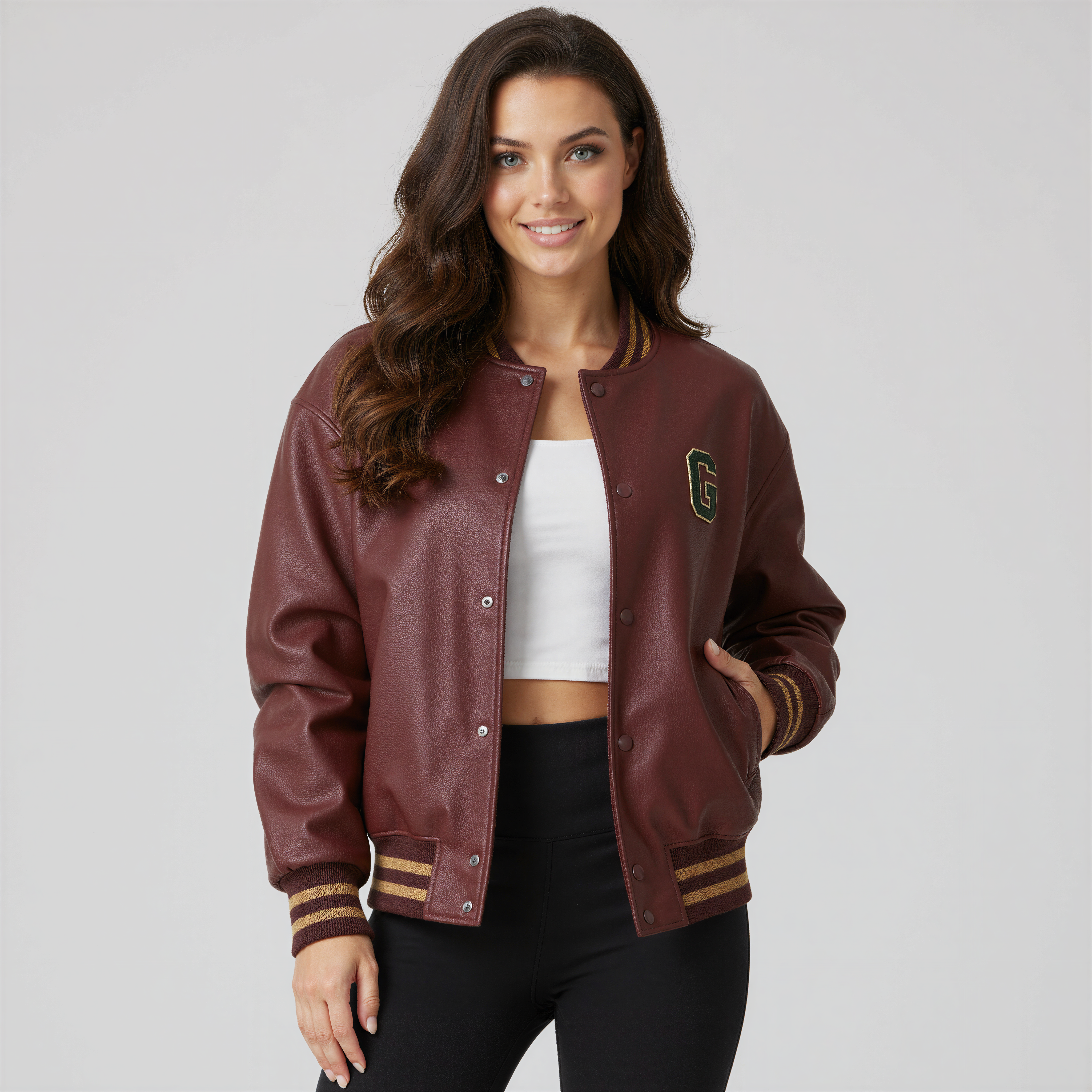 GoMovelive "Burgundy Heritage" Nappa Varsity Jacket – Lusso Senza Tempo