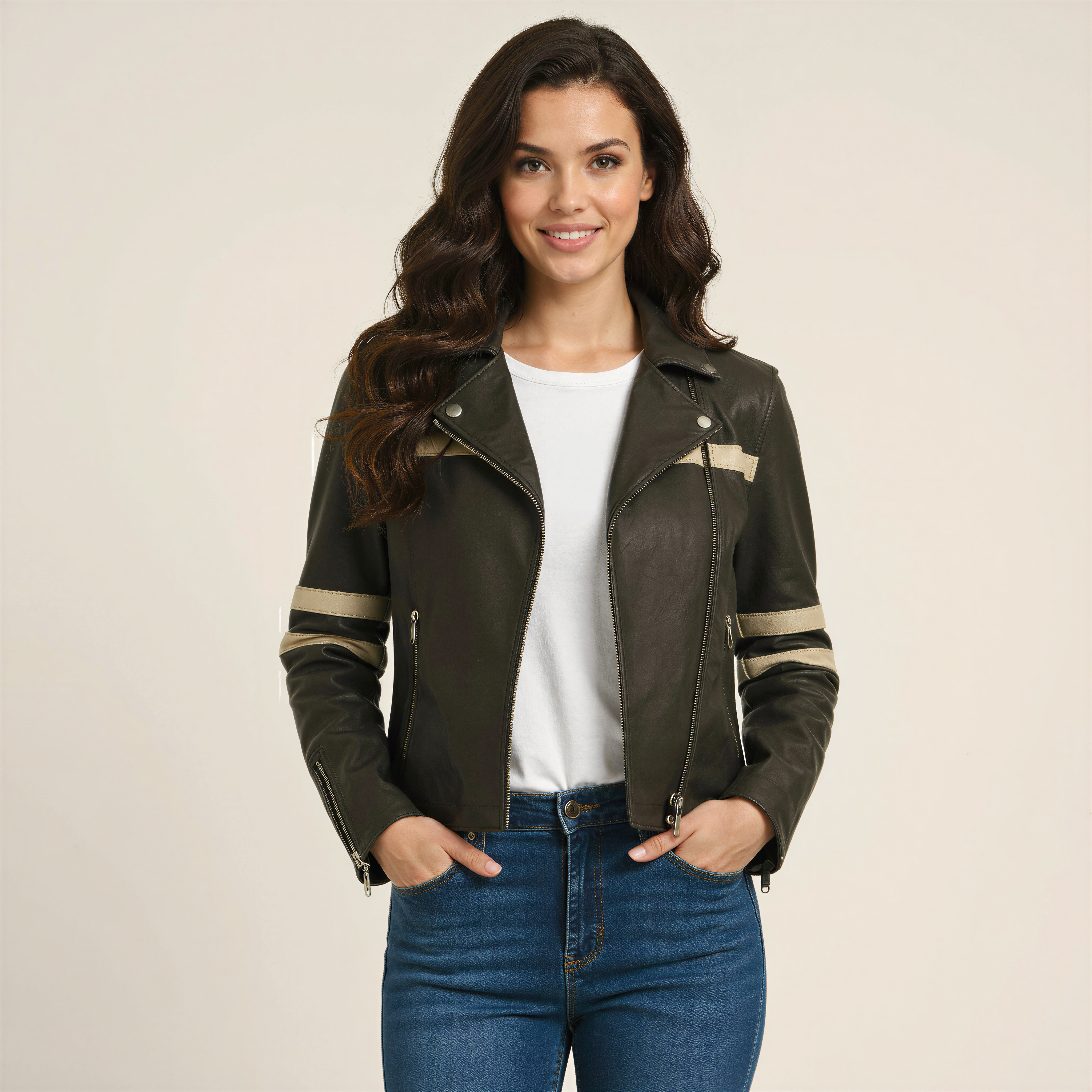 Signal Racer Band – Giacca biker in pelle nappa italiana