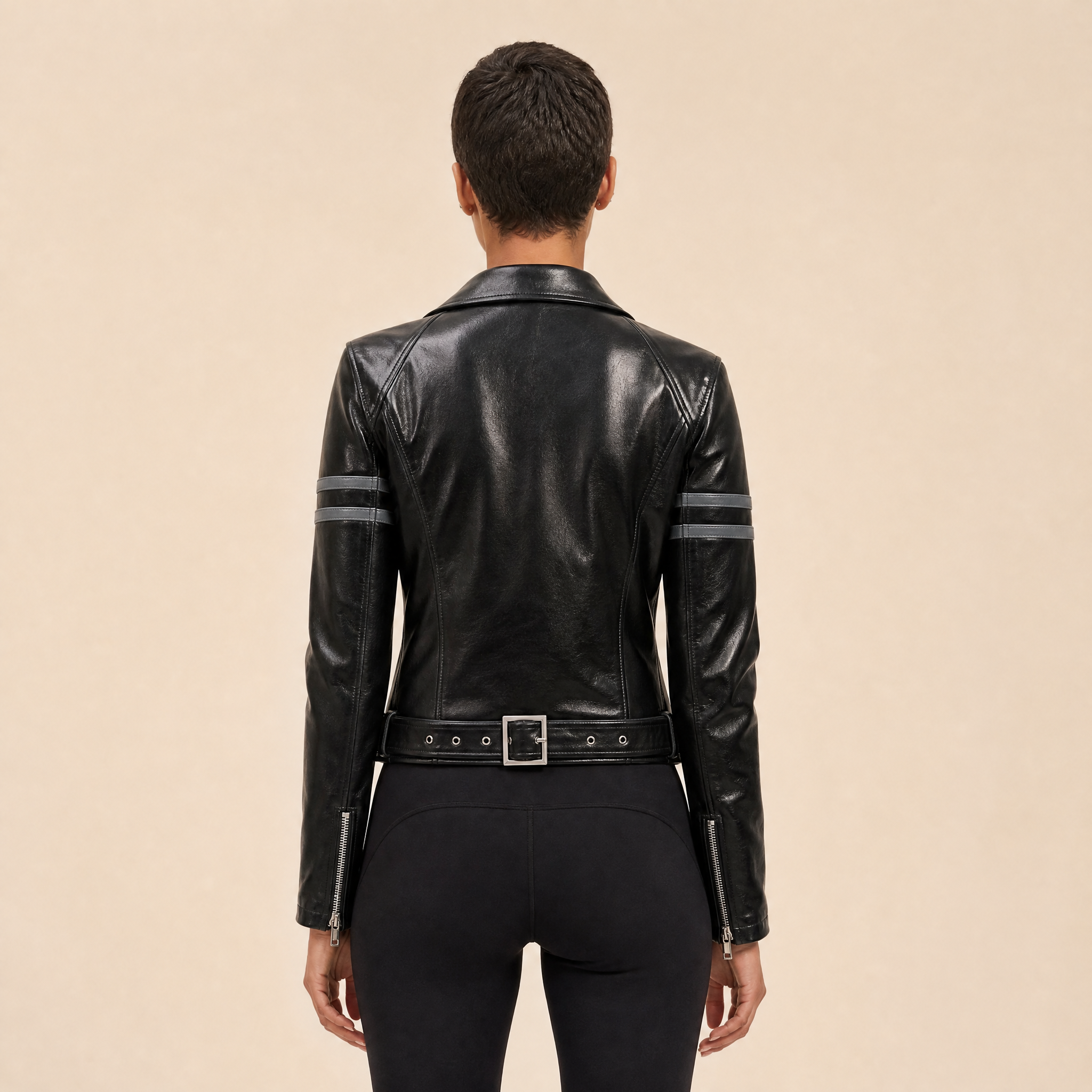 Solid Gloss Biker Jacket