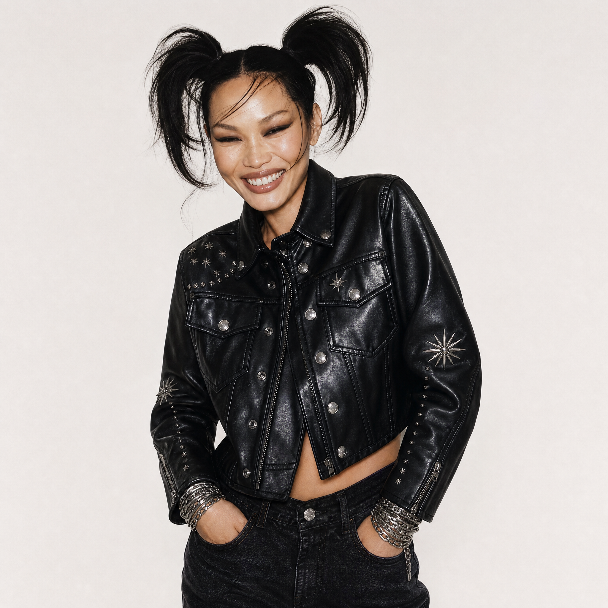Giacca Biker Nera in Pelle