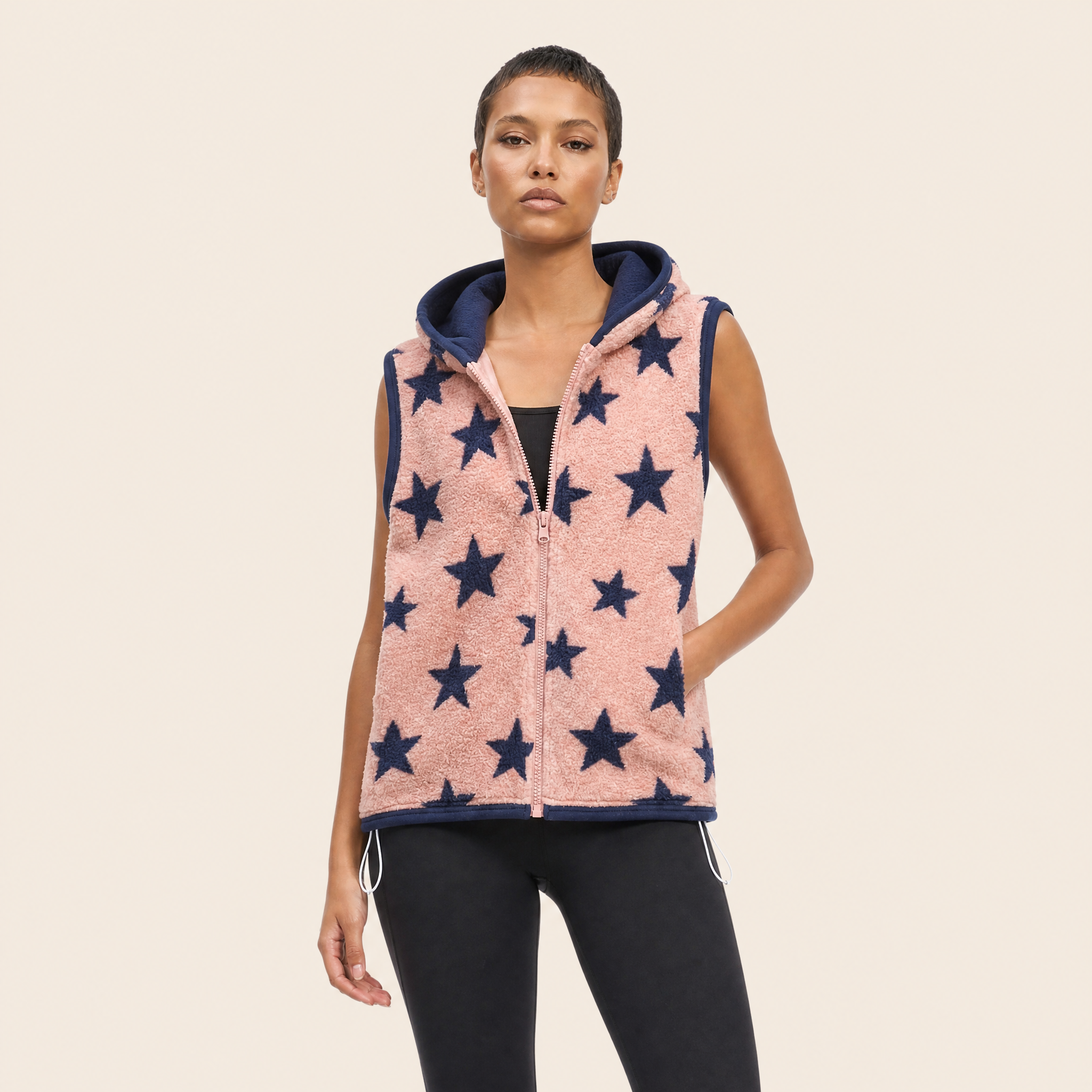 Il Gilet Hoodie Rosa Cipria